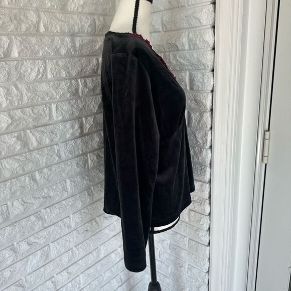 VINTAGE Velour Top w/ Lace Sequin Details - Picture 5 of 6